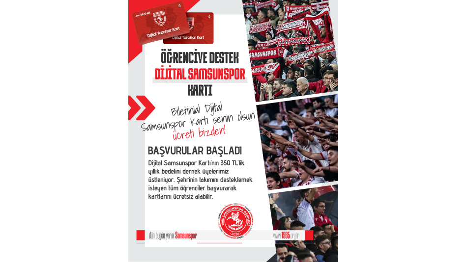 Öğrenciye Destek Dijital Samsunspor Kartı Başvuruları Başladı